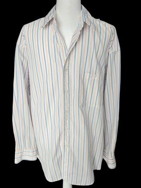 Vintage Burberrys of London Pinstripe Cotton Button Front Shirt-Men's Size L